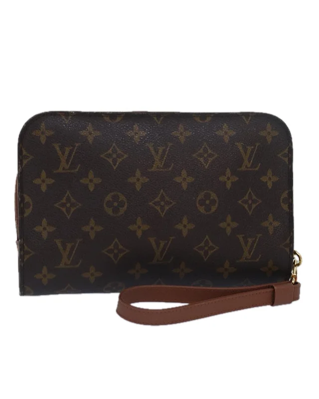 Best tote bags with a vintage-inspired plaid pattern for a classic look-Monogram Canvas Clutch Bag with Authentic Vintage Appeal