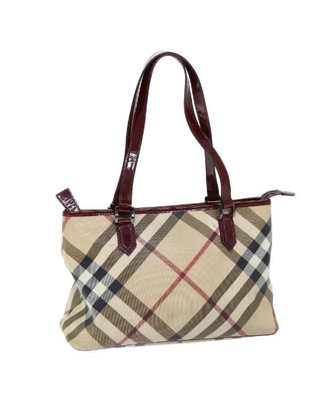 Best tote bags with a vintage-inspired plaid pattern for a classic look-Authentic Beige Coated Canvas Burberry Shoulder Bag