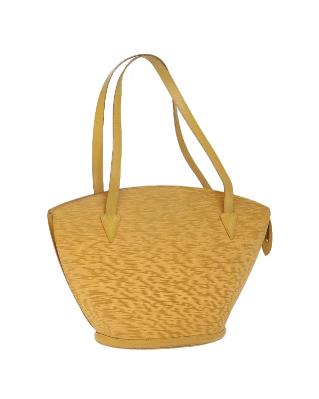 Tote bags with fold-over flaps for a functional and stylish closure-Yellow Epi Leather Shoulder Bag with 27cm Drop