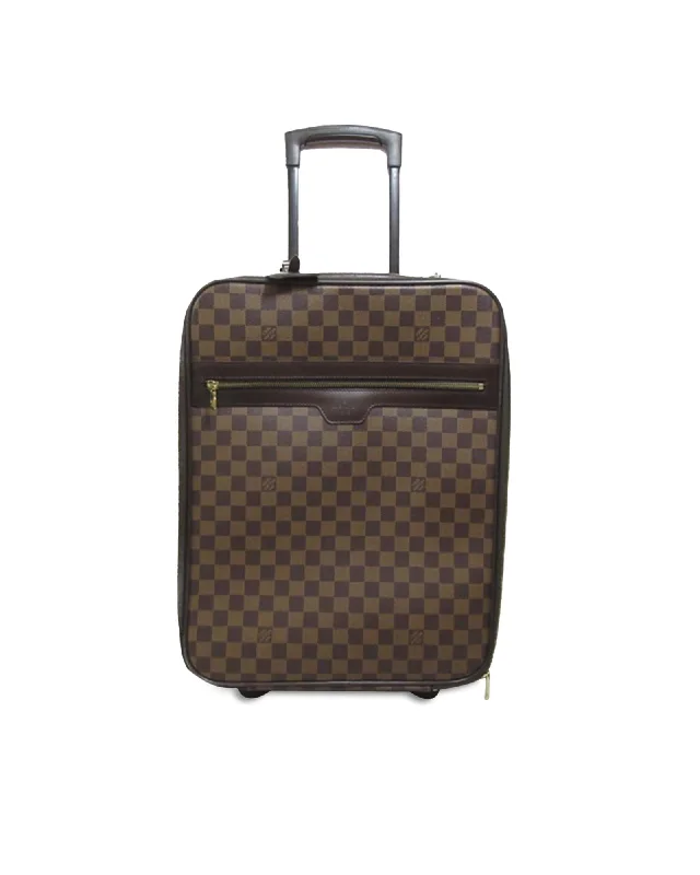 Tote bags with marble print for a chic and stylish modern design-Damier Canvas Pegase Rolling Suitcase with Retractable Handle and Dual Wheels