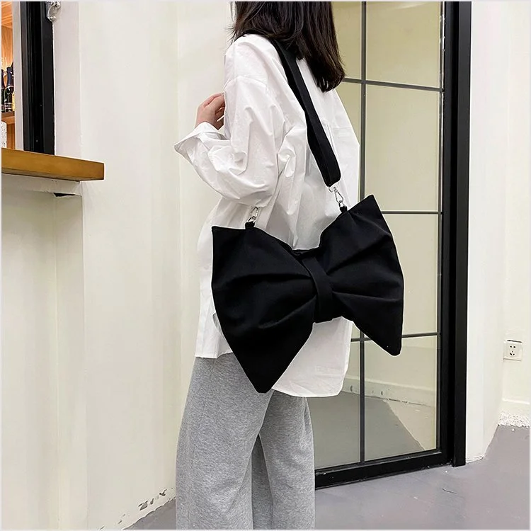 Handle bags with polka dots for fun -2022 Arrivals Hand Bag Bow Women Elegant Sling Bag Canvas Tote Beach Bag