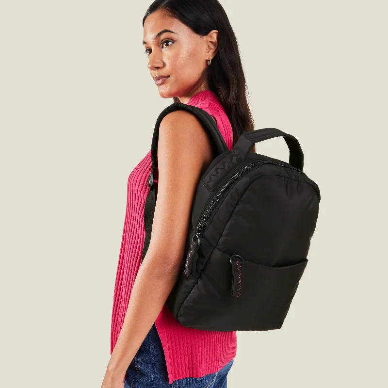 Handle bags with compact designs for portability -Accessorize London Women's Black Classic Nylon Backpack