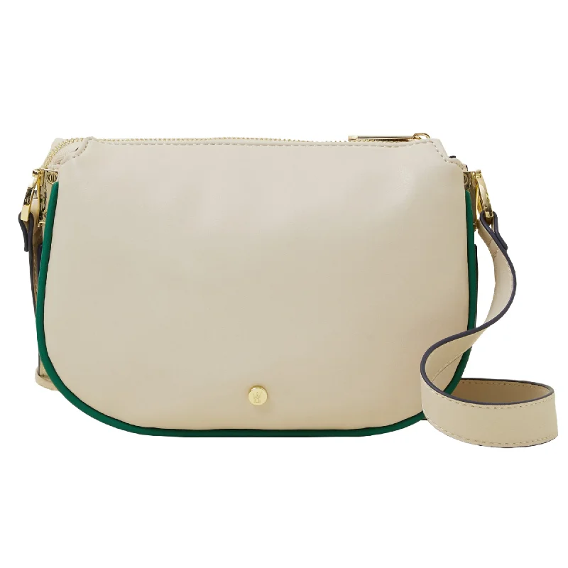 Handle bags with sleek silhouettes for fashion -Accessorize London Women's Cream Colour Piping Sling Bag