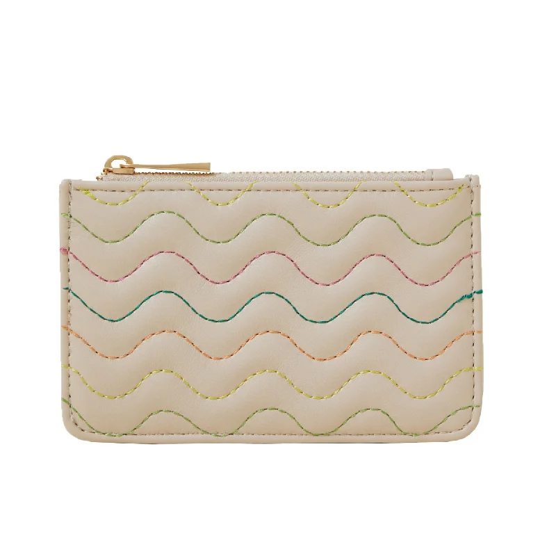 Handle bags with minimalist sleek silhouettes -Accessorize London Women's Cream Quilt Card Holder Purse