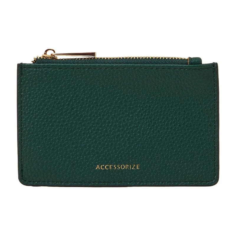 Handle bags with monogram designs for personalization -Accessorize London Women's Dark Green Classic Cardholder