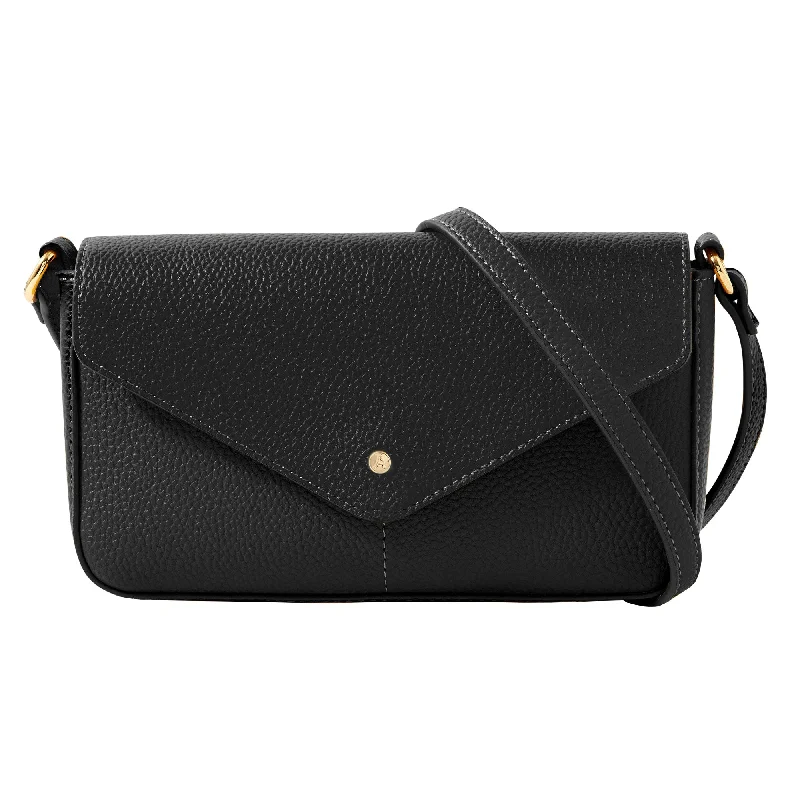 Handle bags with playful pom-poms for charm -Accessorize London Women's Envelope Charm Black Crossbody