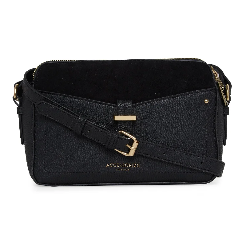 Reversible handle bags offering dual design styles -Accessorize London Women'S Faux Leather Black Shelby Sling Bag