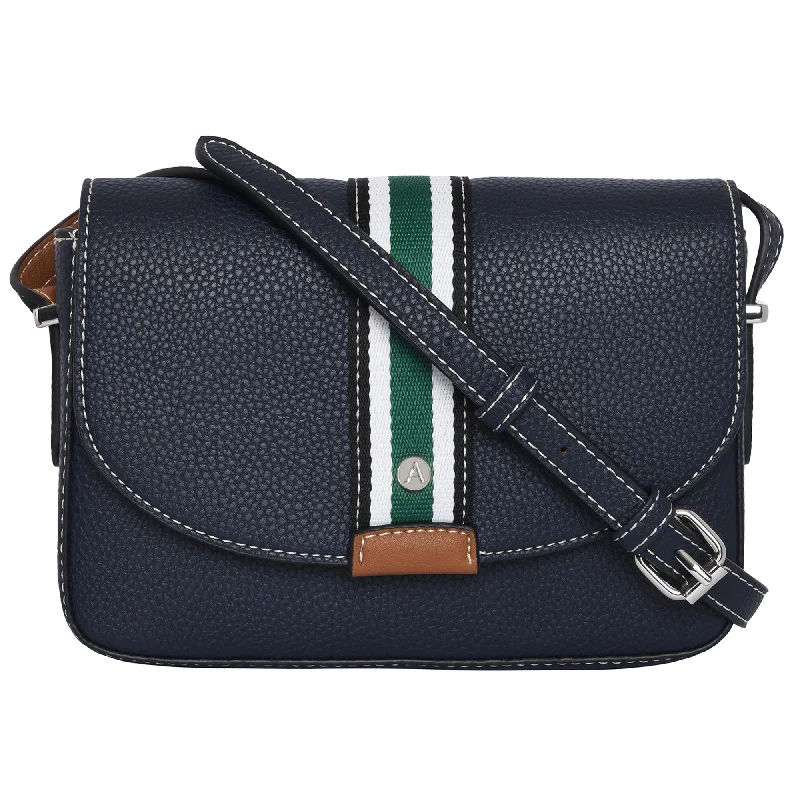 Handle bags with lightweight nylon for ease -Accessorize London Women's Faux Leather Navy Cambridge Sling Bag