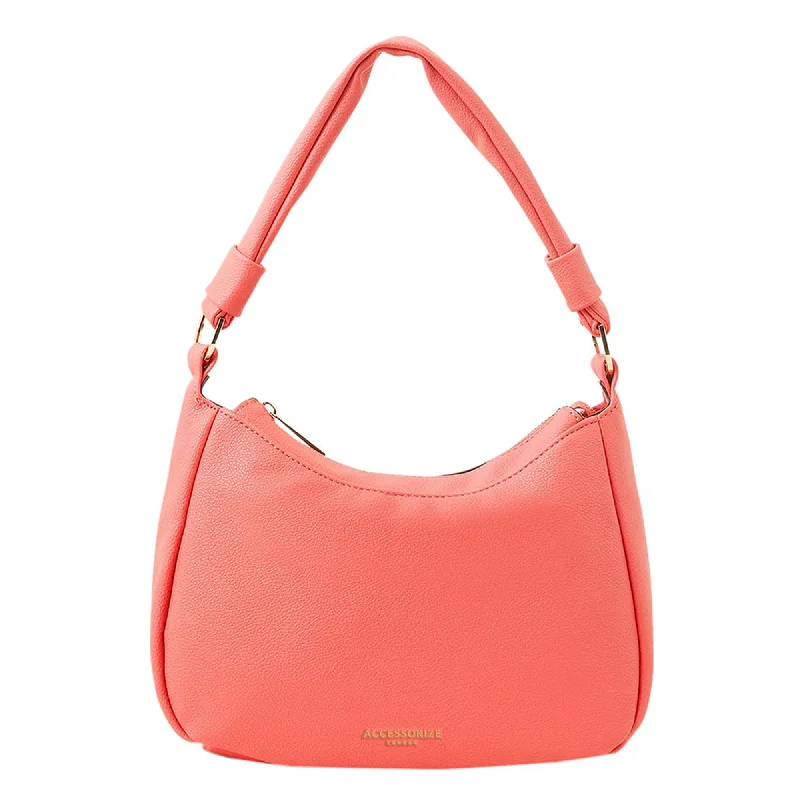 Handle bags with bright florals for cheer -Accessorize London Women's Faux Leather Orange Small scoop shoulder