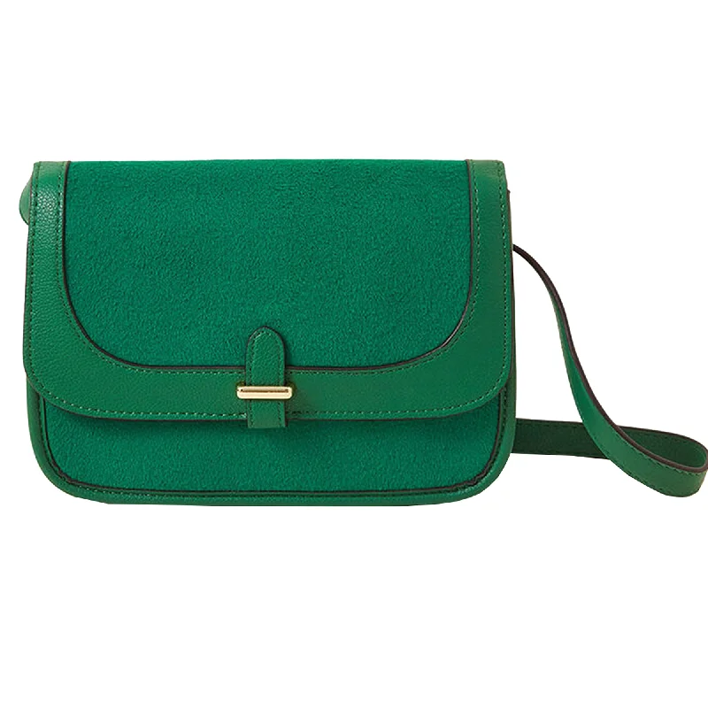 Handle bags with bold text for statements -Accessorize London Women's Green Felt Cross Body