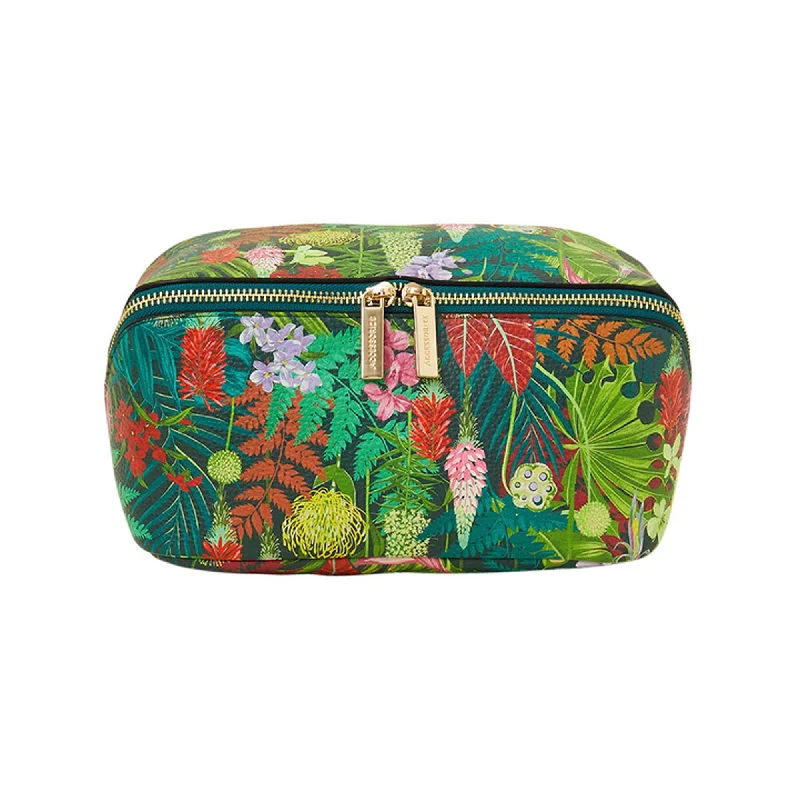 Cotton handle bags for lightweight casual wear -Accessorize London Women's Green Jungle Print Washbag