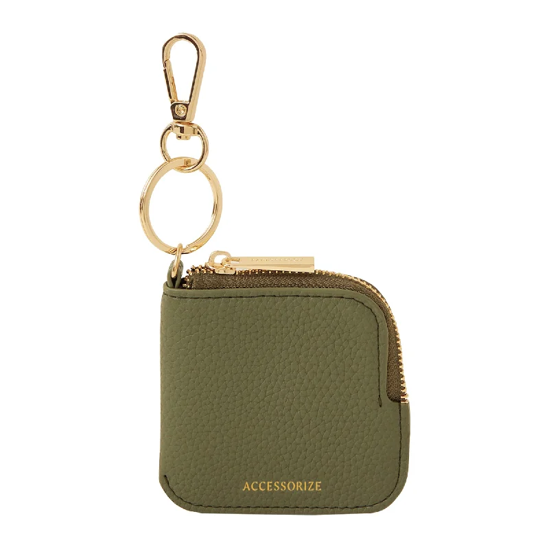 Handle bags with bright accents for pop -Accessorize London Women's Khaki Keyring Coin Purse