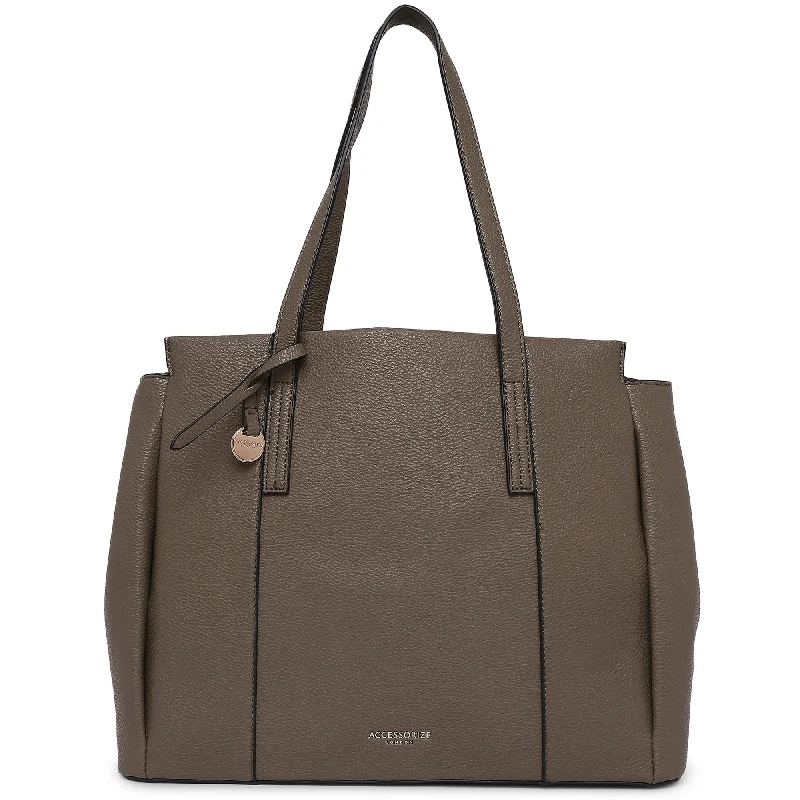 Handle bags with durable hemp for sustainability -Accessorize London Women's Faux Leather Khaki Lauren Workbag