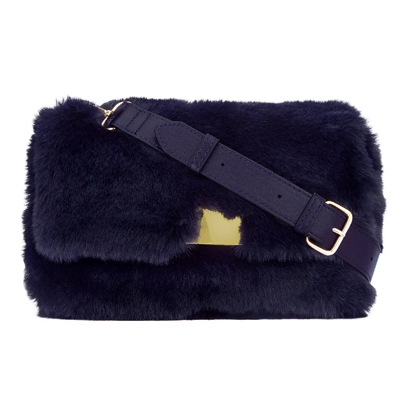 Small handle bags perfect for quick trips -Accessorize London Women's Navy Faux Fur Shoulder Cross Body