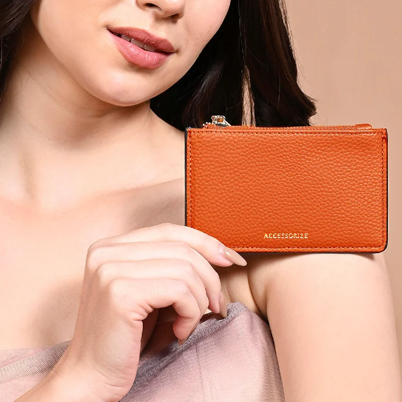 Handle bags with reinforced stitching for durability -Accessorize London Women's Orange Classic Cardholder