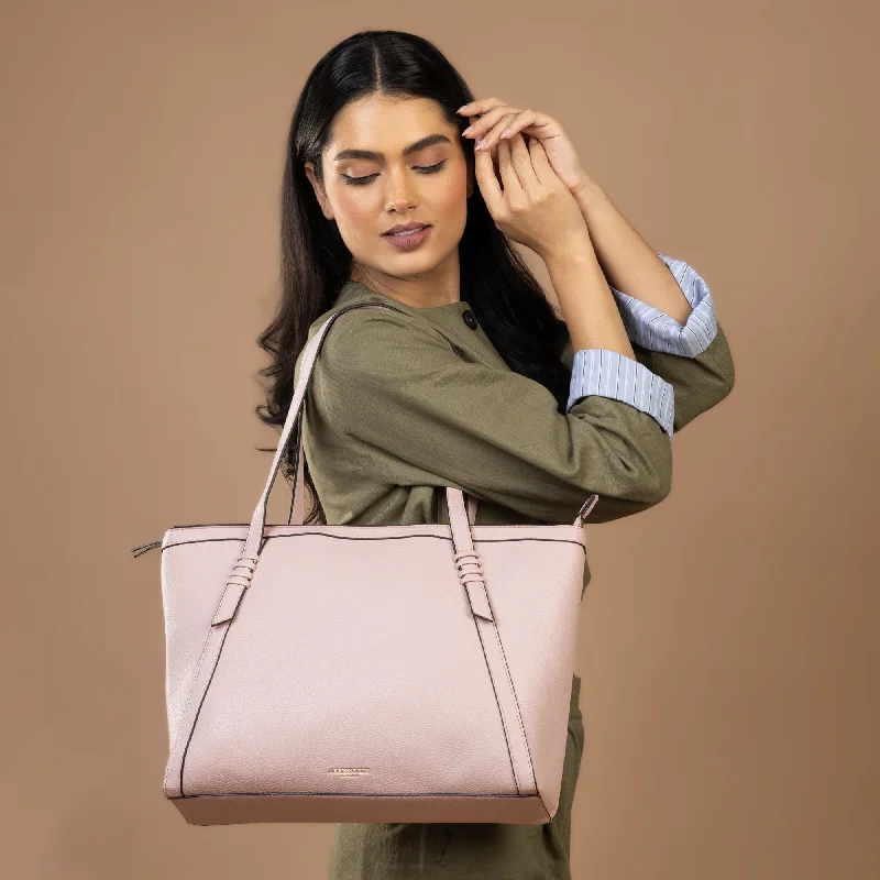 Leather handle bags for elegant daily carry -Accessorize London Women's Pink Faux Leather Artisan Strap Detail Work Tote Bag