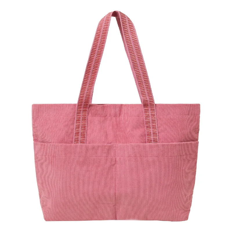 Handle bags with metallic finishes for shine -Accessorize London Women's Pink Large Cord Shopper Bag