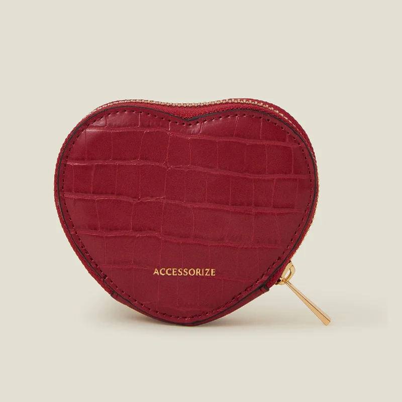 Handle bags with neutral leather for elegance -Accessorize London Women's Red Heart Coin Purse