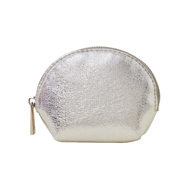 Handle bags with modern logos for branding -Accessorize London Women's Silver Crescent Coin Purse