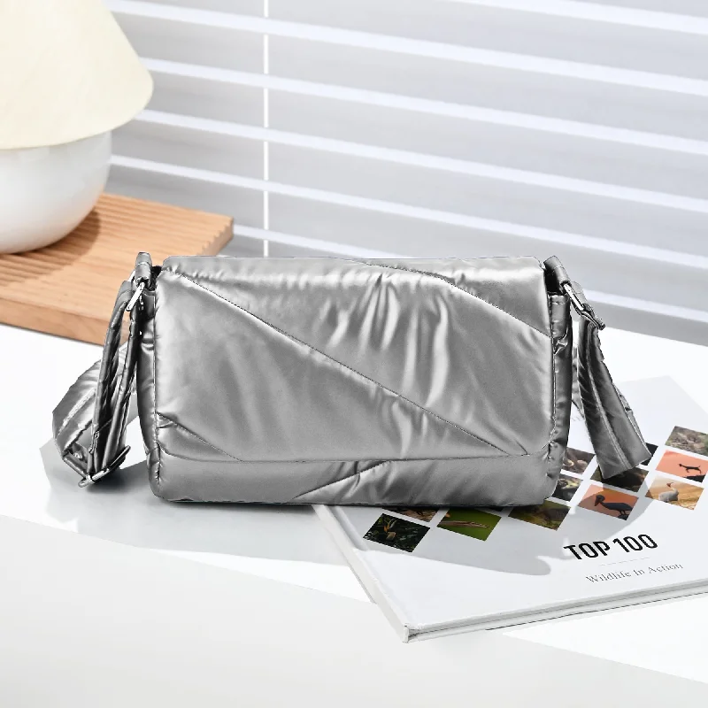 Handle bags with soft fabric for comfort -Accessorize London Women's Silver Metallic Crossbody Bag