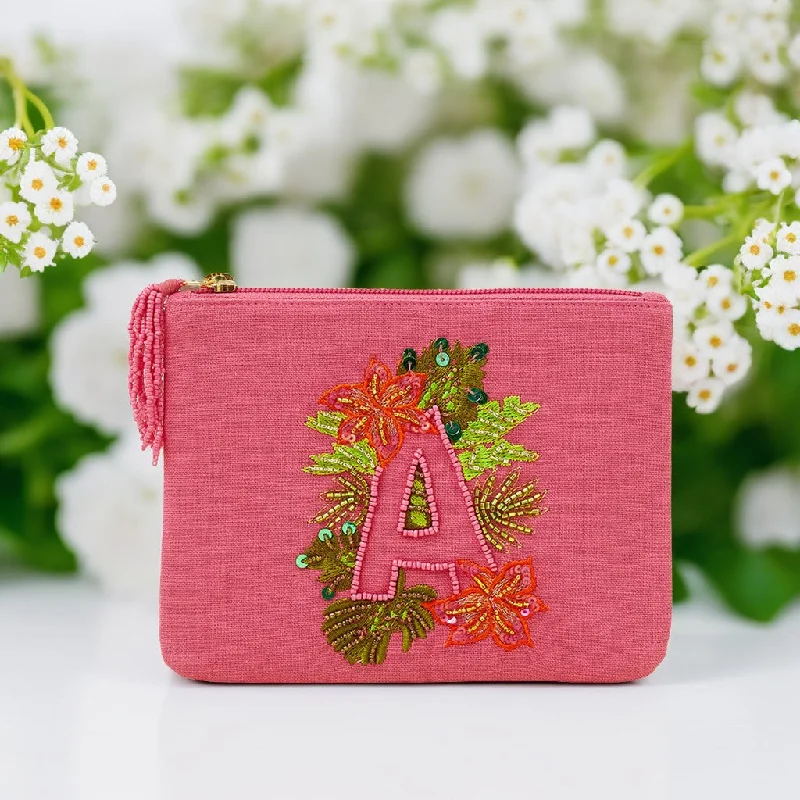 Handle bags with spacious interiors for storage -Accessorize London Women's Summer Pink A Initial Pouch