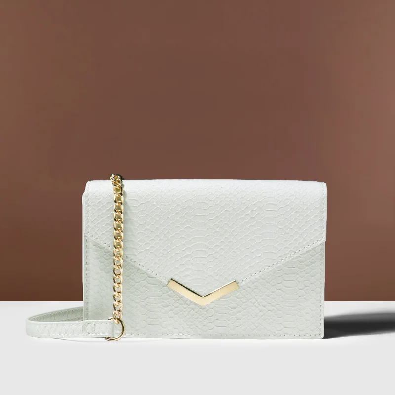 Handle bags with eco-friendly bamboo handles -Accessorize London Women's White Envelope Sling Bag