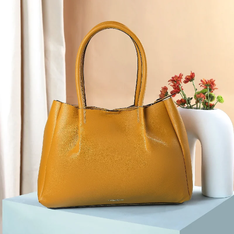 Handle bags with contrast stitching for detail -Accessorize London Women's Yellow Soft Shoulder Bag