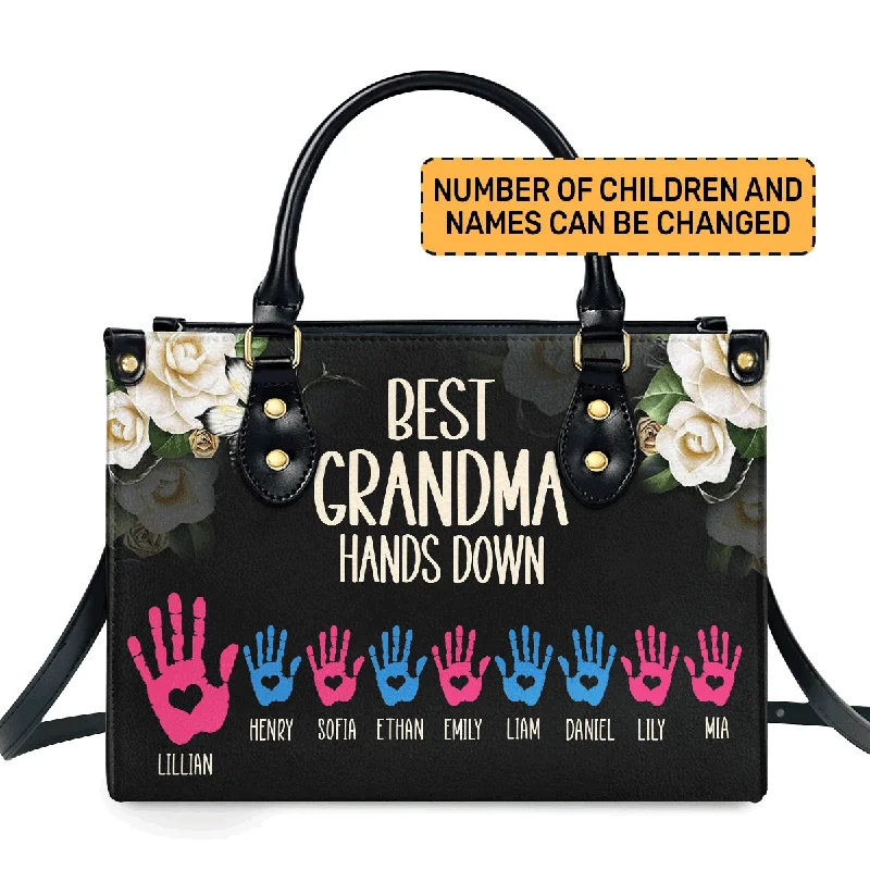 Handle bags with soft fabric for comfort -Best Grandma Hands down - Personalized Leather Handbag STB111