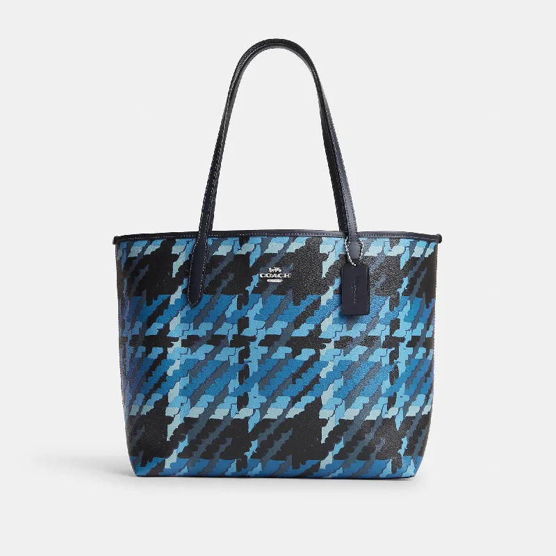 Handle bags with bohemian tassel embellishments -Coach Outlet City Tote With Graphic Plaid Print