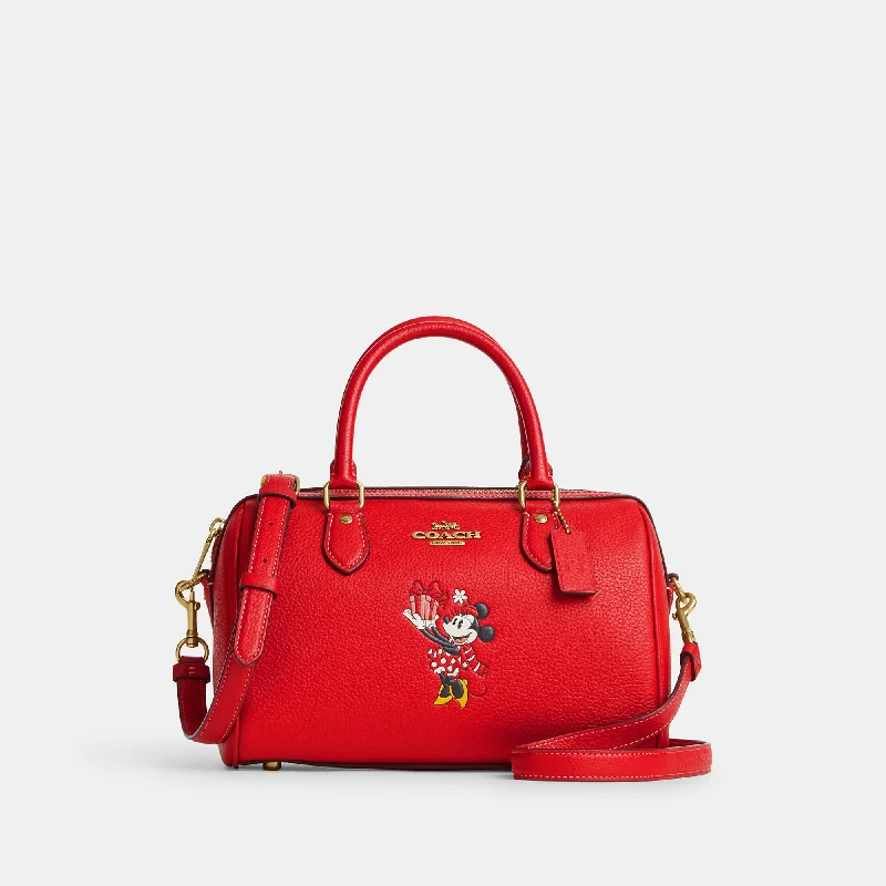 Handle bags with floral embroidery for detail -Coach Outlet Disney X Coach Rowan Satchel With Minnie Mouse