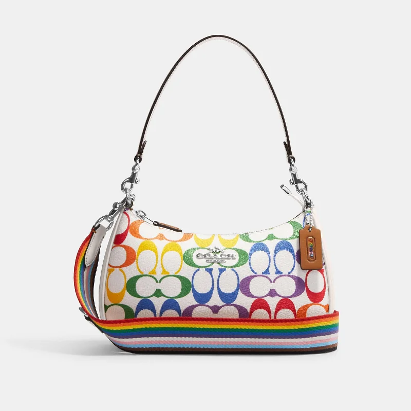 Handle bags with floral prints for spring -Coach Outlet Teri Shoulder Bag In Rainbow Signature Canvas