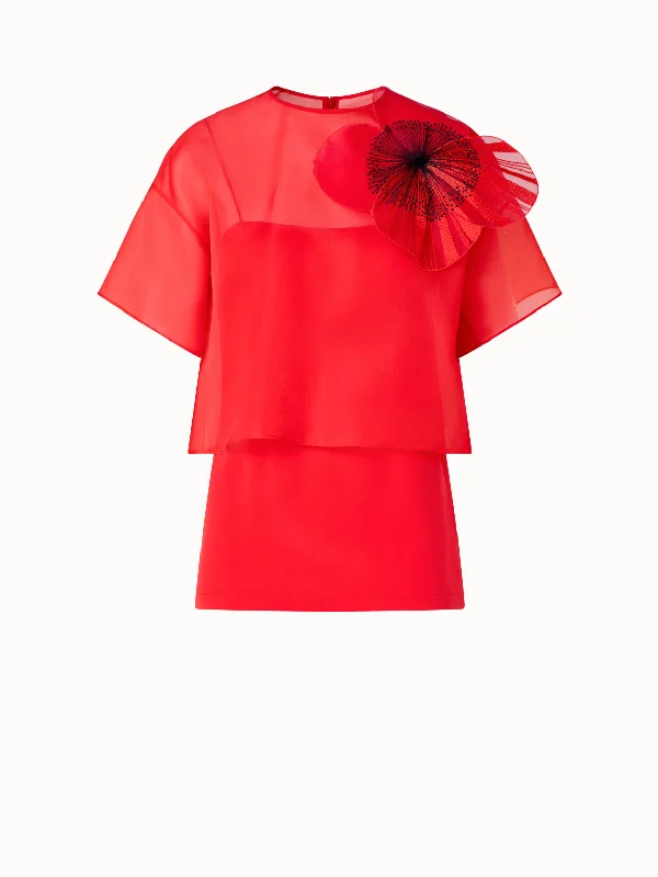 Handle bags with sleek hardware for sophistication -Cropped Blouse in Organza with Poppy