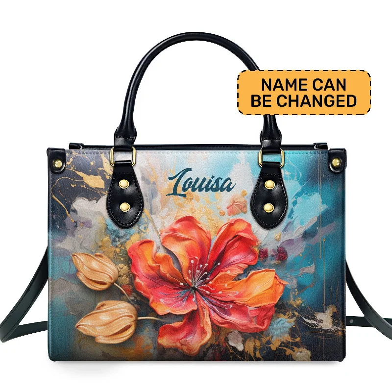 Handle bags with animal prints for flair -Flamboyant Flower - Personalized Leather Handbag STB131