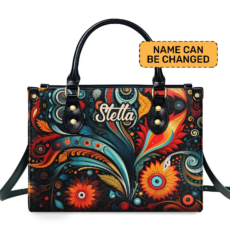 Canvas handle bags perfect for casual outings -Floral Boho - Personalized Leather Handbag STB128