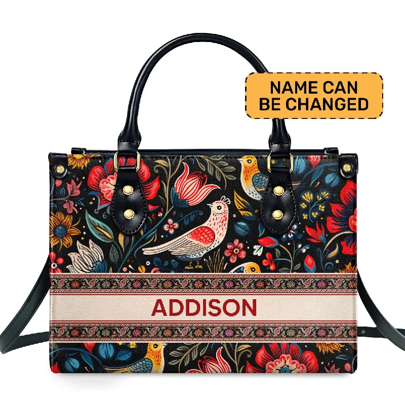 Handle bags with spacious interiors for storage -Flower - Four Seasons - Personalized Leather Handbag STB117