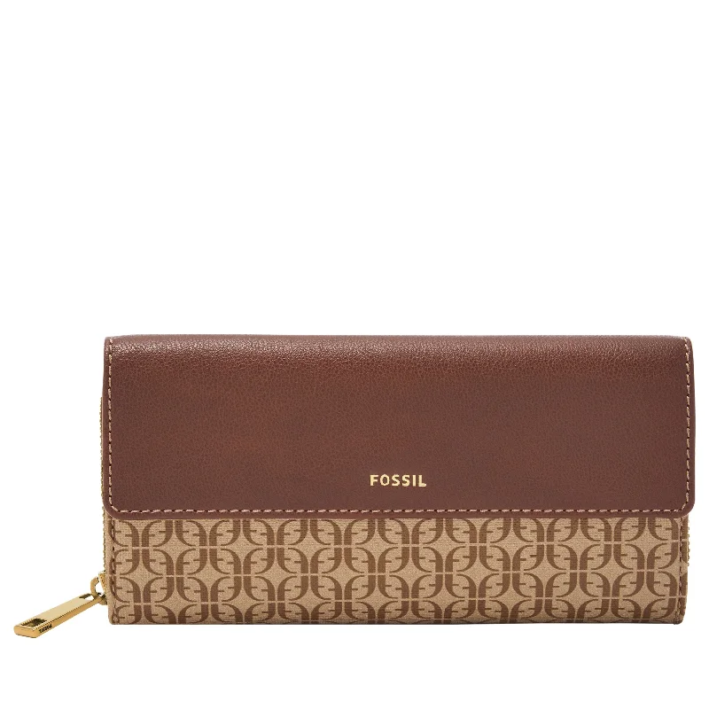 Handle bags with monogram designs for personalization -Fossil Women's Jori Printed Polyurethane Flap Clutch