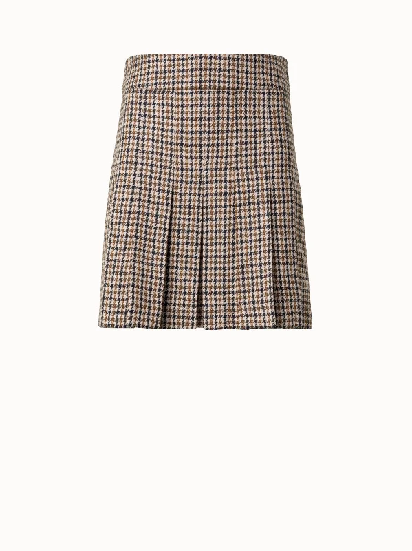 Handle bags with reinforced stitching for durability -Houndstooth Mini Skirt with Pleats