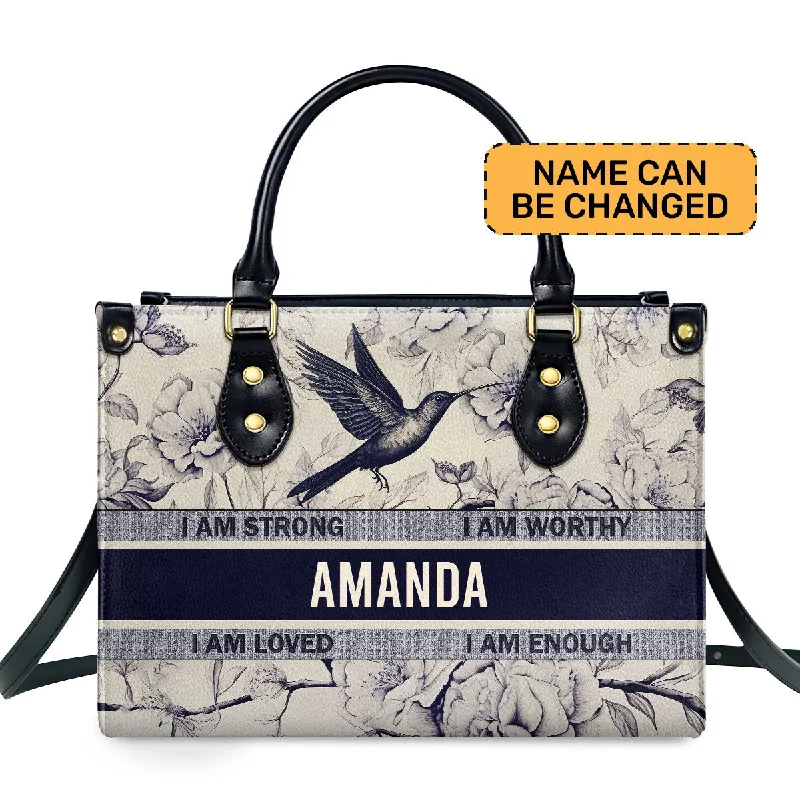 Handle bags with elegant gold-tone hardware -Humming Bird - Four Seasons - Personalized Leather Handbag STB121