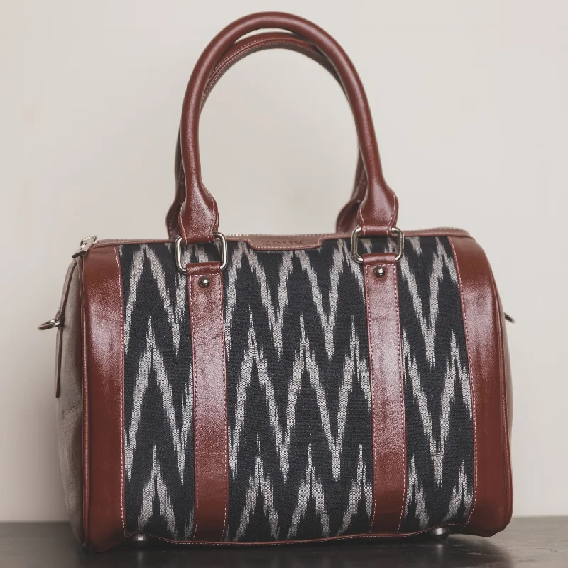 Handle bags with sleek black for elegance -Ikat Wave Handbag