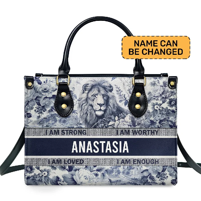 Handle bags with bright accents for pop -Lion - Four Seasons - Personalized Leather Handbag STB122