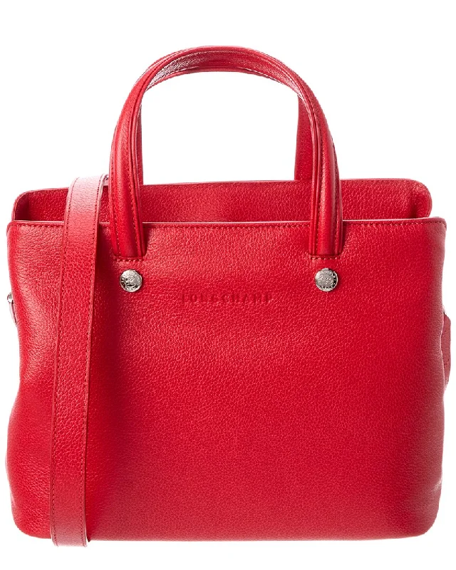 Handle bags with bold checks for trend -Longchamp Le Foulonne Leather Top Handle Tote