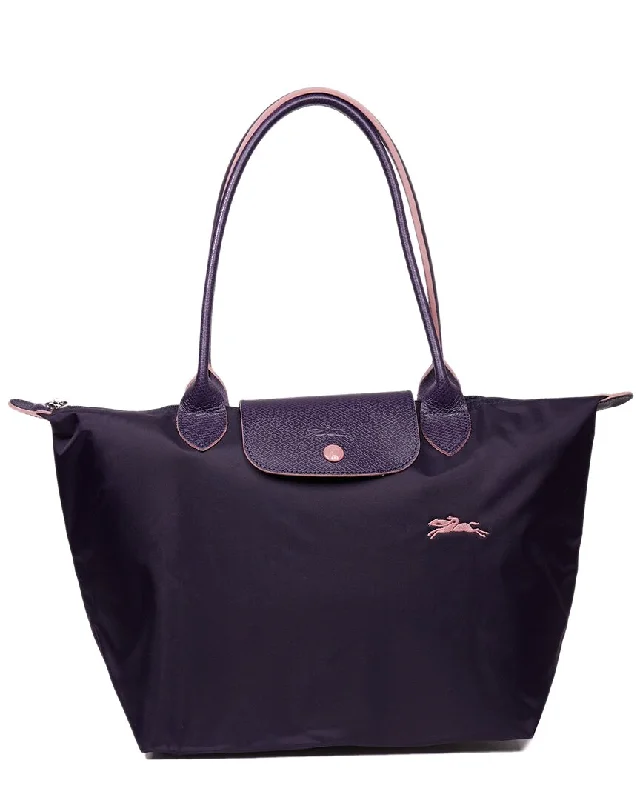 Handle bags with sleek black for elegance -Longchamp Le Pliage Club Small Nylon Shoulder Tote