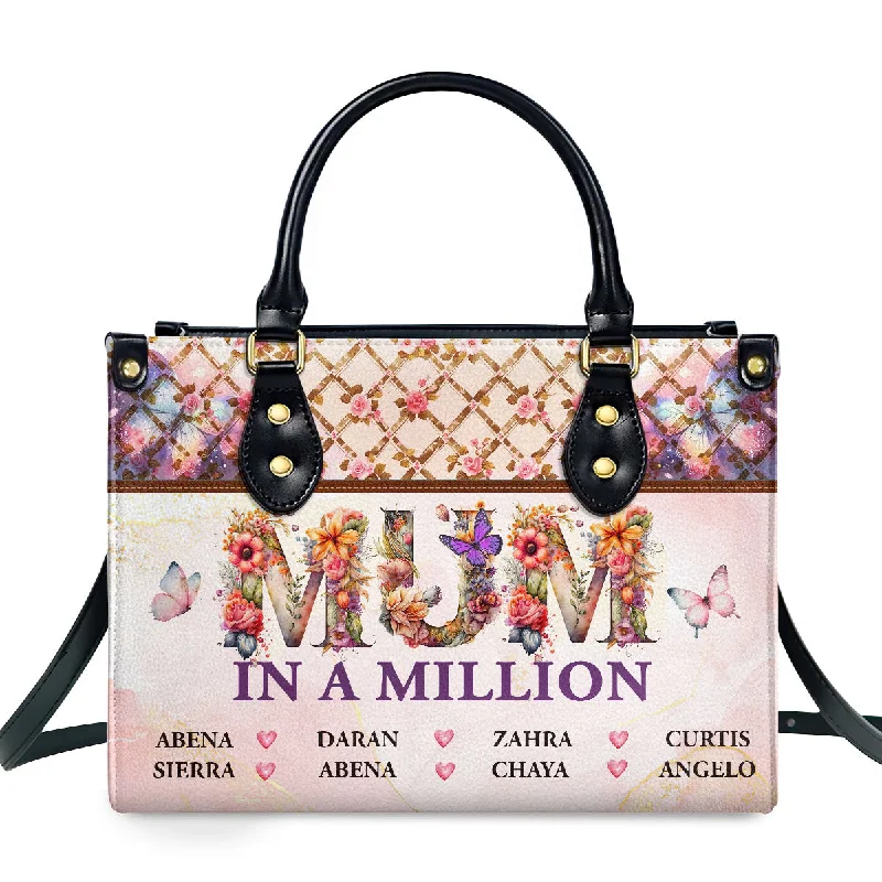 Handle bags with bright accents for pop -Mum In A Million - Personalized Leather Handbag SBLHBLM2085L