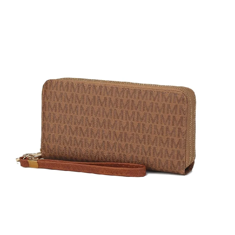 Handle bags with bold text for statements -Noemy M Signature Wallet/Wristlet Bag