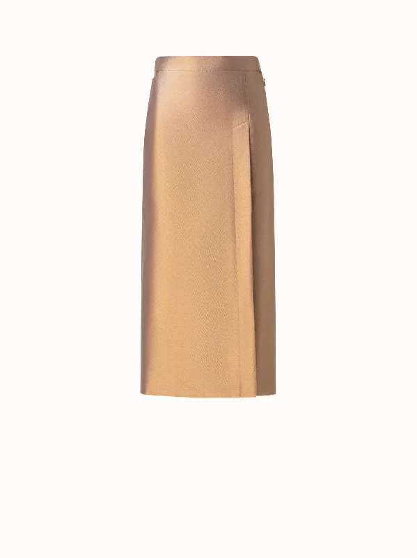 Handle bags with animal prints for flair -Pencil Skirt with Slit in Cotton and Golden Lurex