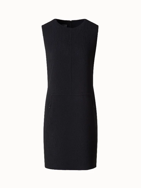 Handle bags with vegan suede for softness -Short Sheath Dress in Wool Crêpe Double-Face