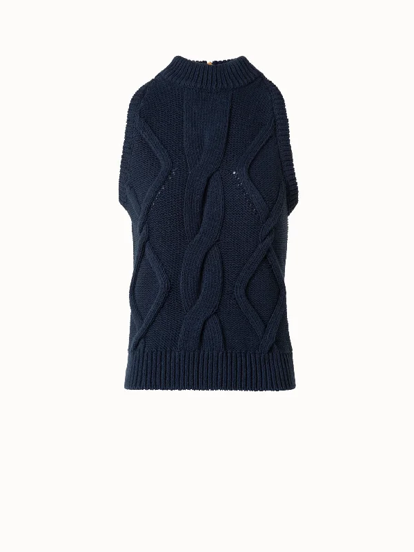 Handle bags with structured shapes for class -Sleeveless Top in Chunky Cotton Cable Knit