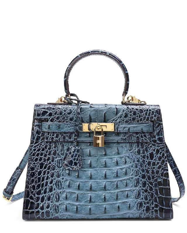 Handle bags with modern logos for branding -Tiffany & Fred Paris Alligator-Embossed Leather Shoulder Bag