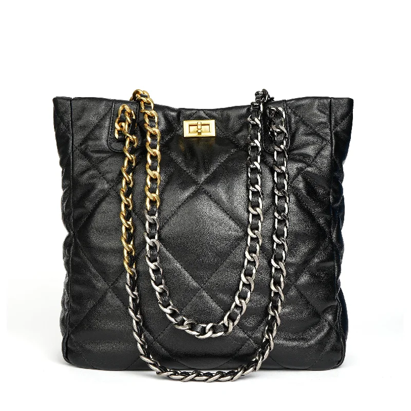 Handle bags with retro logos for charm -Tiffany & Fred Quilted Sheepskin Leather Tote/ Shoulder Bag