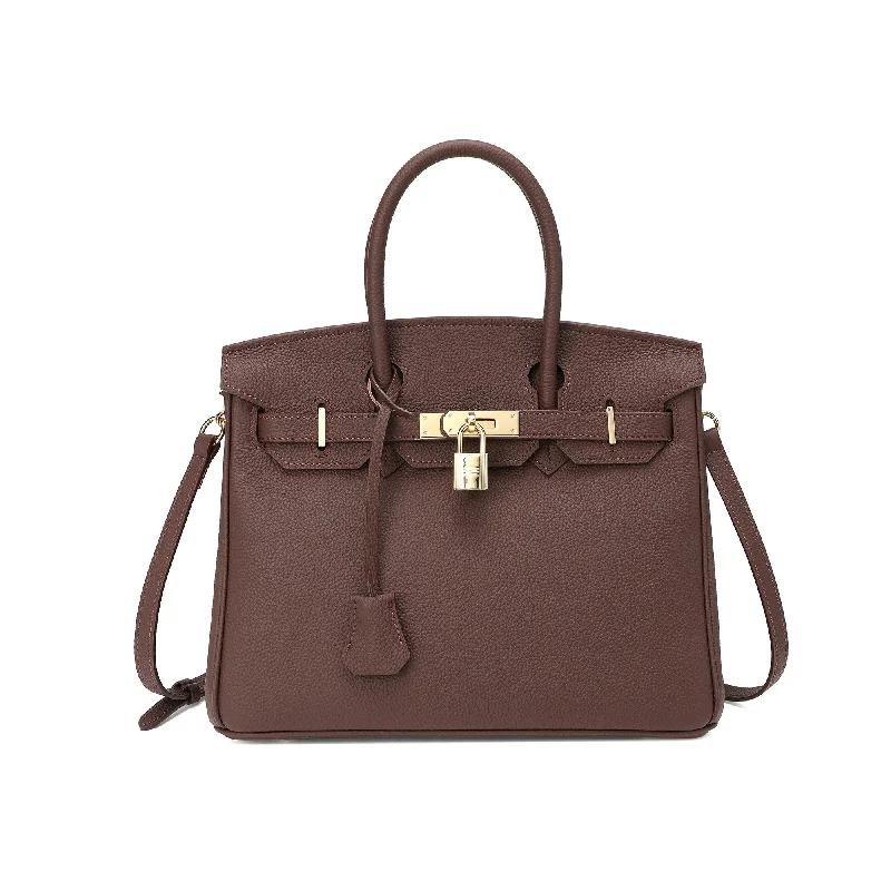 Handle bags with structured shapes for class -Tiffany & Fred Top-Grain Large Leather Satchel